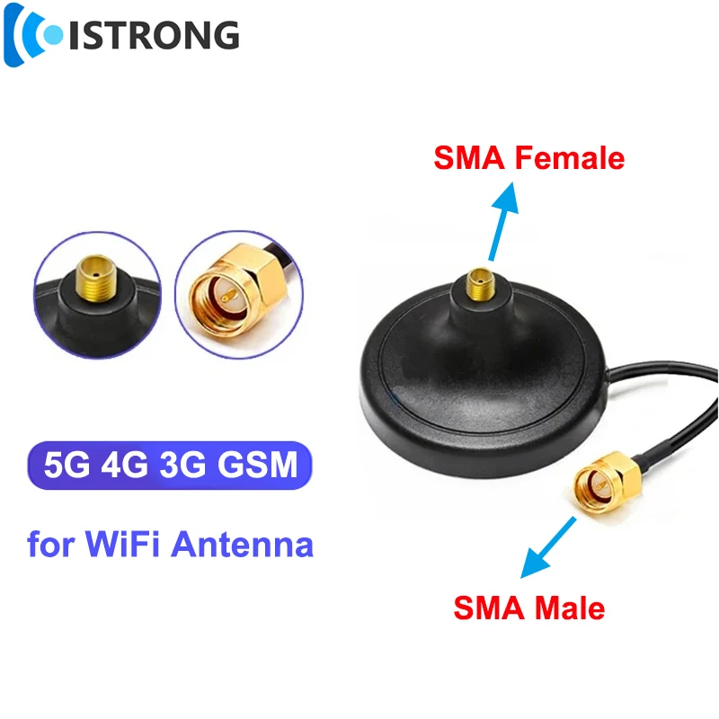 WiFi Router Sucker Antenna Magnetic Base With 3meters Extension Cable for 5G 4G 3G 2G Full-band Antenna Signal Booster Amplifier