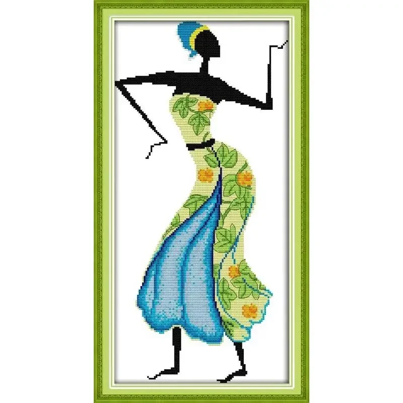

Joy Sunday New Printed Cross Stitch Kit Easy Pattern Aida Stamped Fabric DMC Threads Embroidery Kits- African Woman(6)