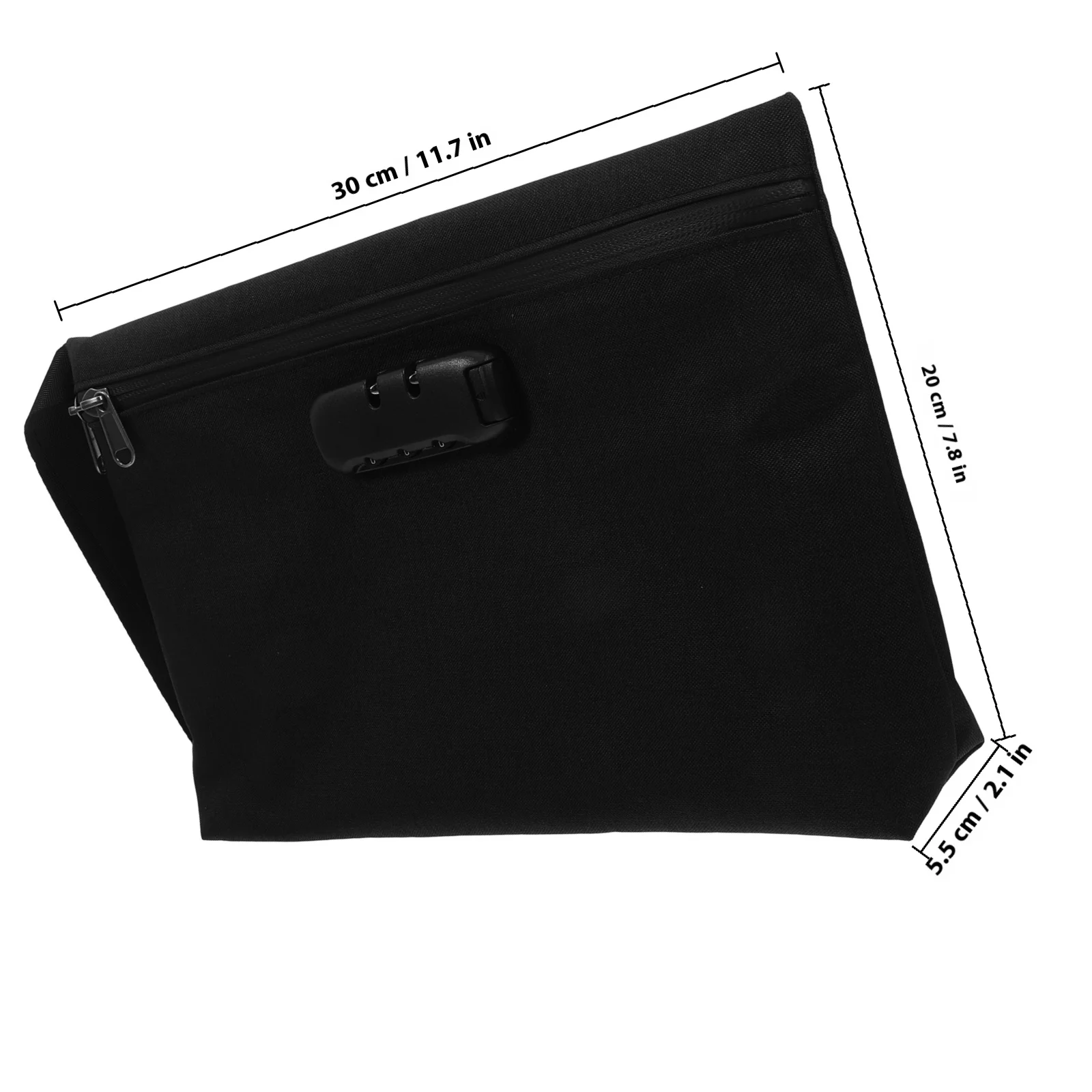 Locking Storage Bag Combination Lock Splashproof Secure Document Pouch For A4 Files Cash Phone Tablet Credit Cards Black