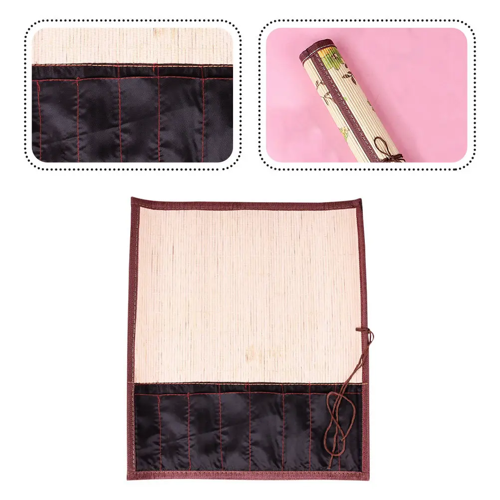 Brush Pen Roll Wrap Bamboo Pen Storage Bag Large Capacity Pencil Wrap Roll Up Case for Art Supplies Stationery Holder
