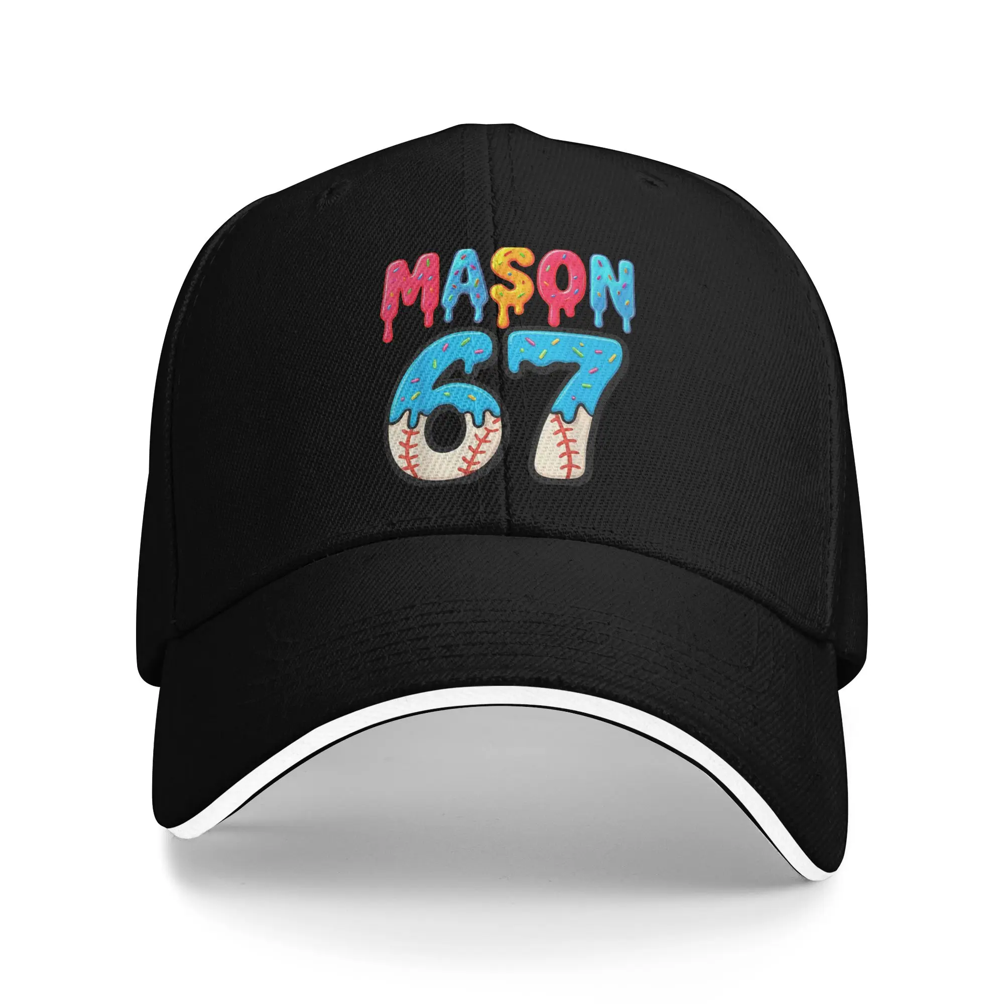 Mason 67 Funny Ice Cream Drip Baseball Meme Baseball Cap Hip Hop  Sandwich Caps Men Women Adjustable Dad Hat Activities