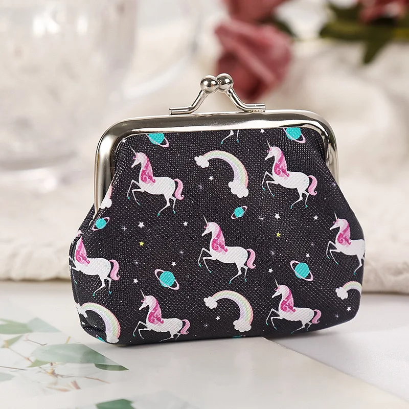 12 PCS PU Leather Fashion Coin Purse Unicorn Cartoon Lovely Women Small Change Money Bags Key Holder Case Wallet Mini Pouch