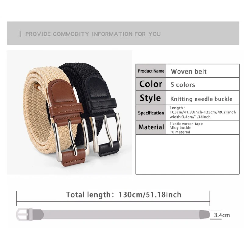 Men Stretch Woven Breathable Alloy Pin Buckle Belt Women High Quality Casual Jeans Canvas Multifunctional Outdoor Belt