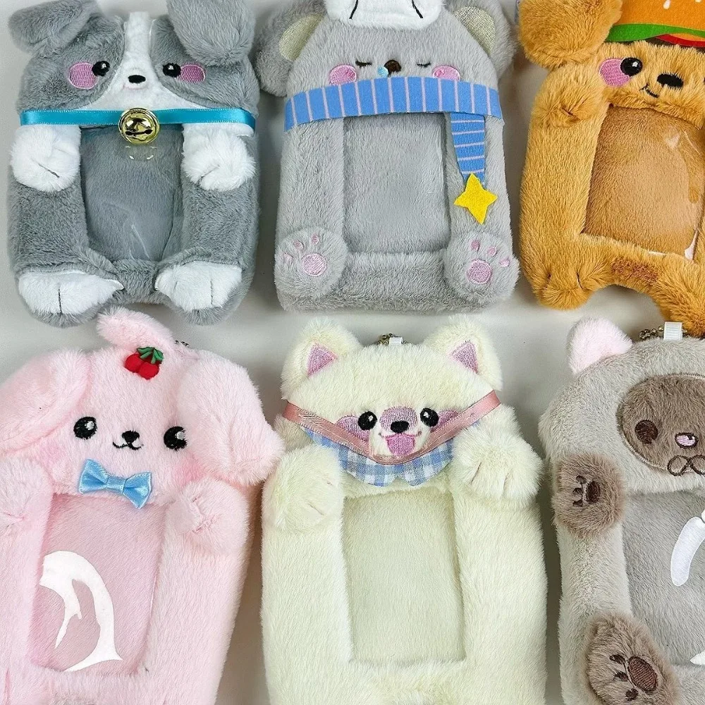 Custodia protettiva per carte di animali dei cartoni animati, hamburger, cucciolo di peluche, porta carte fotografiche, albero di Natale, copertura per carte d'identità in stile coreano