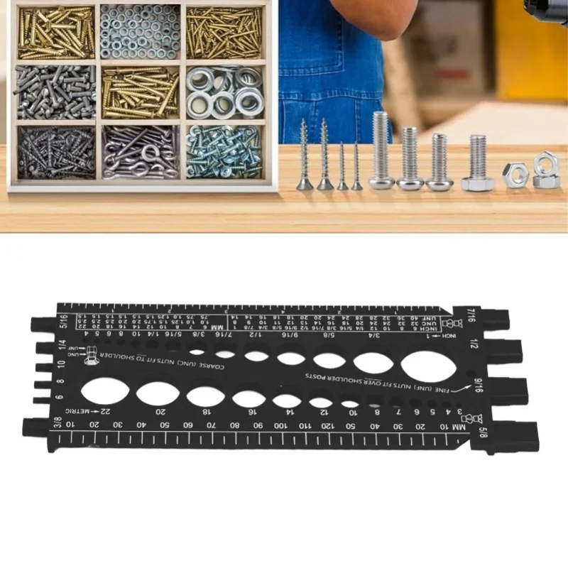 مقياس المسمار المسمار متعدد الوظائف بوصة متري تحديد سريع مسمار المسمار مدقق لورشة العمل المرآب الأسود #1