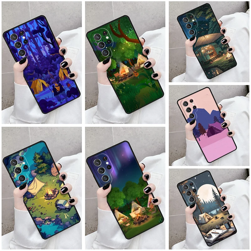 

Phone Case For Samsung Galaxy S24 S25 S23 S21fe S22 Ultra Plus Note 10 20 Cover Camping Nature