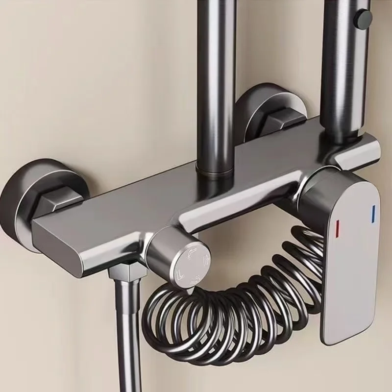 ชุดฝักบัว/ 59A ตัวเครื่องทำจากทองแดงอย่างดี 4 รูปแบบการจ่ายน้ำ และฟังก์ชั่นเพิ่มแรงดันอากาศ ฝักบัวพร้อมหัวฉีดแบบสเปรย์ด้านบน