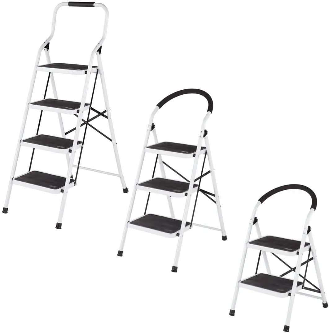 Step Ladder Stool Combo with Handgrip, Anti-Slip Folding Step Stool, Extra Wide Pedal Step Sturdy Household Ladder, Comfortable