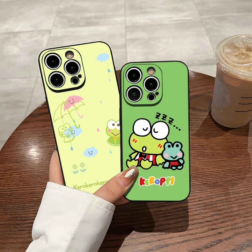 Cute K-Kero Keroppi Phone Case For 15 Pro Max Iphone 14 Pro Max 12 16 13 Pro 11 Xr X Xs 8 7 Plus Silicone Back Cover