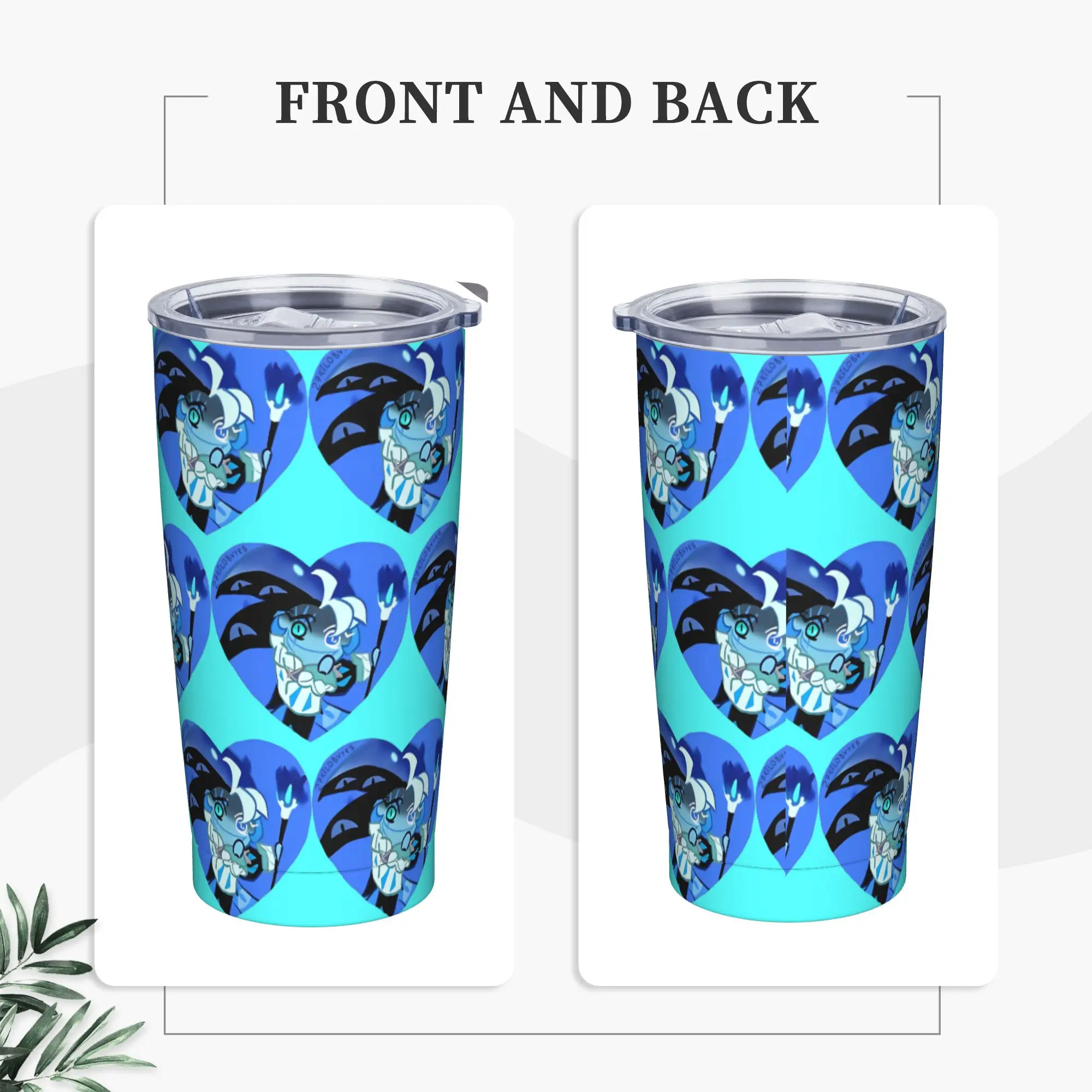 Shadows Milk Cookiee Run Kingdom  Insulated Tumbler with Straws Anime Stainless Steel Thermal Mug Office Home Bottle Cups, 20oz