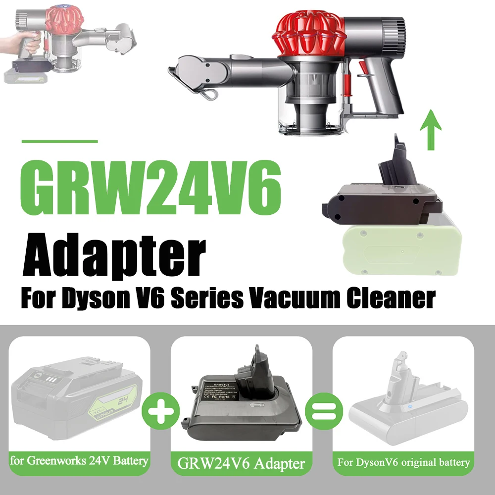 For Greenworks 24V Lithium Batteries Converting To for Dyson V6 Vacuum Cleaners Power Tools GRW24V6 Battery Adapter Converter