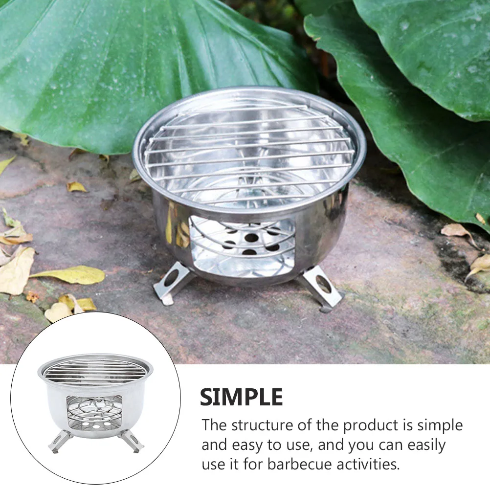 

1 set Portable Barbecue Stove Stainless Steel Outdoor Camping Grill Small Lightweight Rust Heat Resistant Easy Carry for Picnic