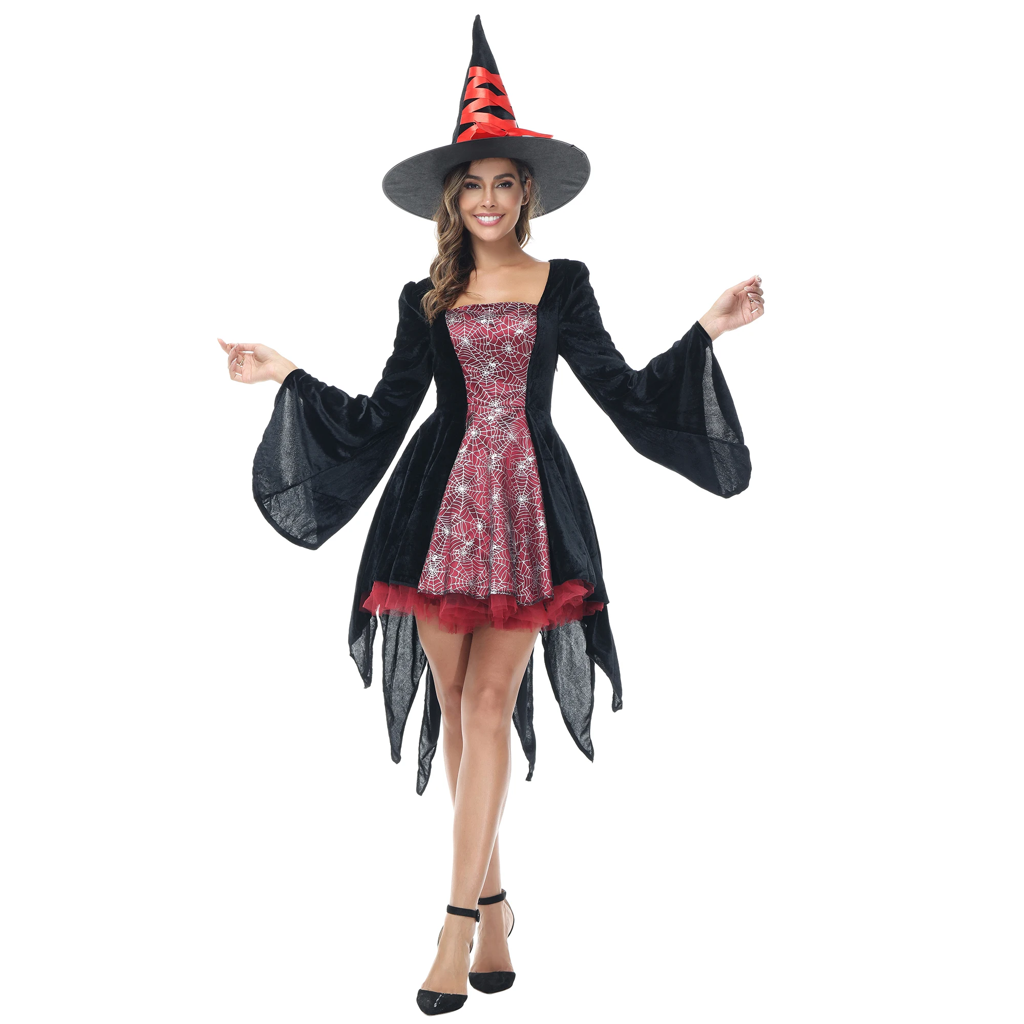 

Halloween Costume for Women Adult Dress Up Gothic Witch Dress Cosplay Party Dresses Carnival Performance Costume