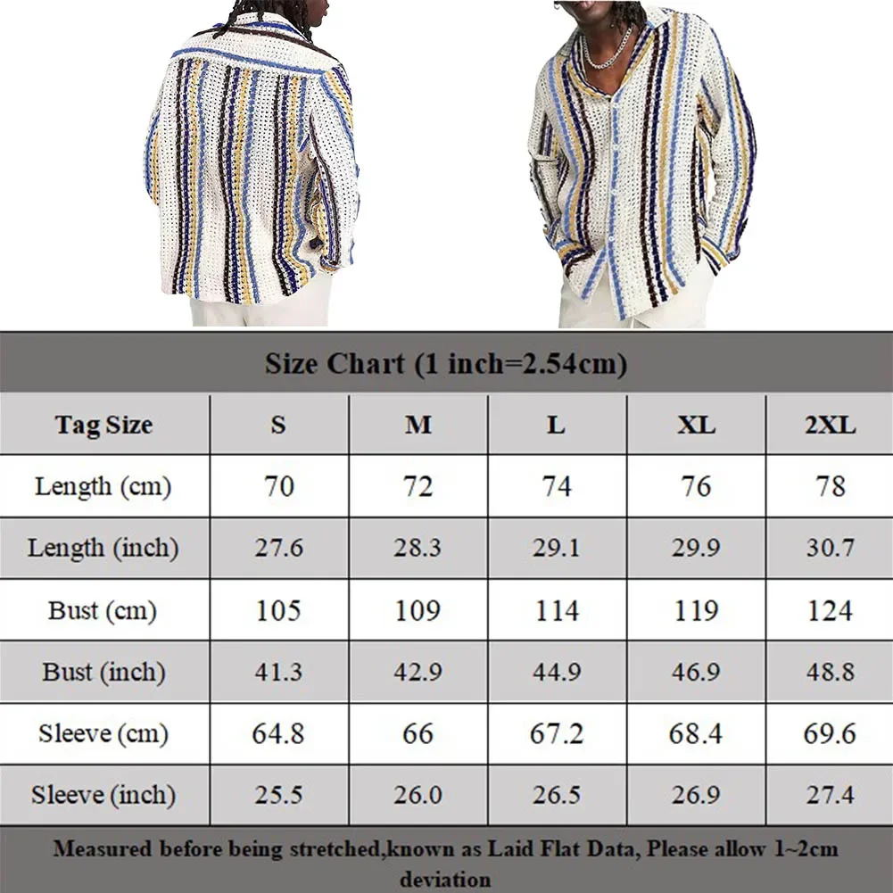 Long Sleeve Shirts Streetwear Daily Fashion Streetwear For Vacation Holiday Luxury Striped Men Patchwork Knitted