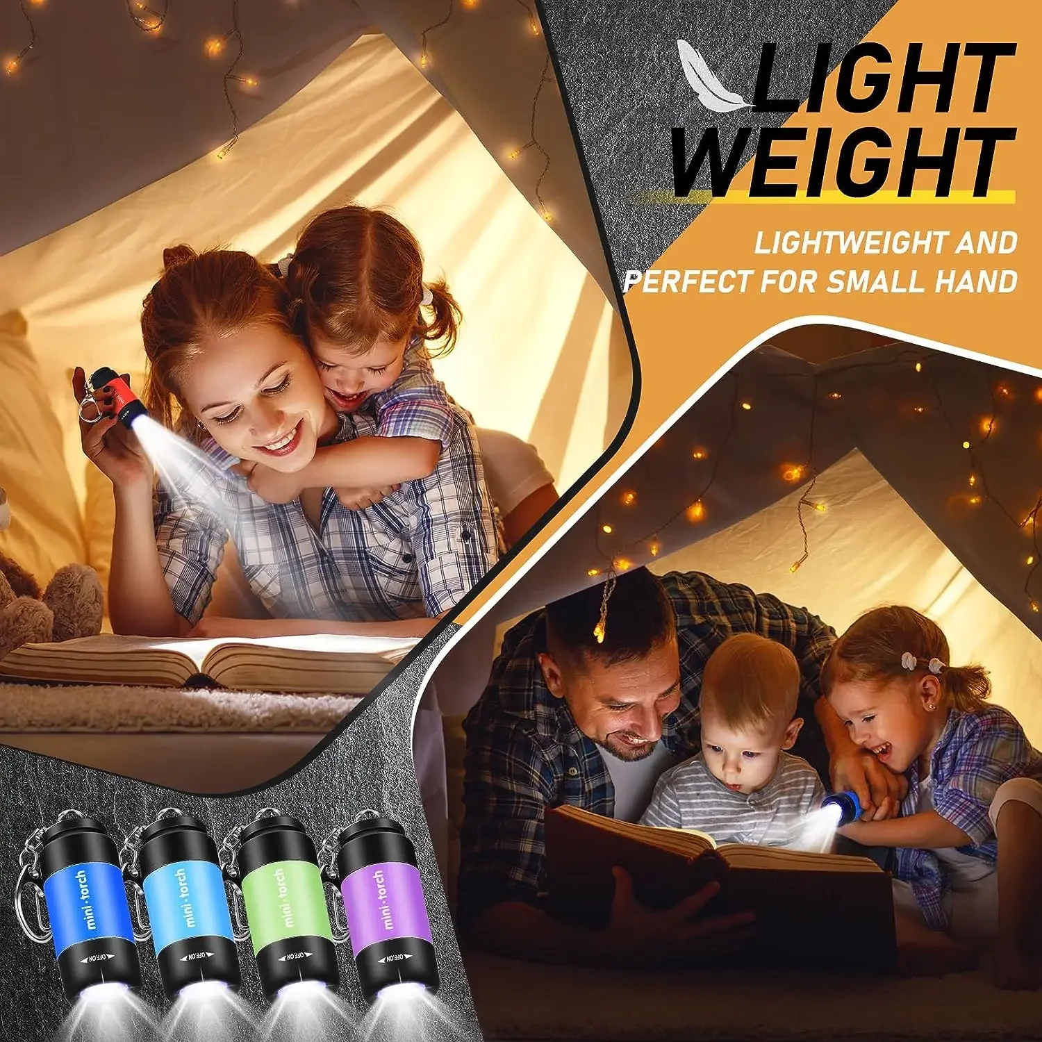 Mini Flashlight Pocket-sized Keychain Light USB Keychain Flashlights Small Key Ring Torch for Camping Hiking Emergency 1 Pack