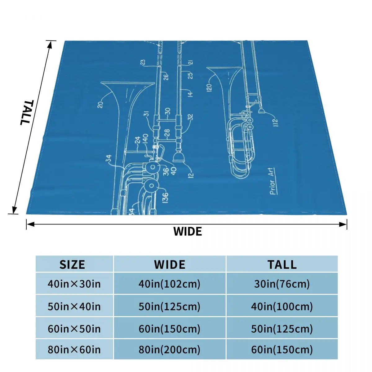 Slide trombone patent - white Throw Blanket Soft sofa bed Decorative Beds Blankets