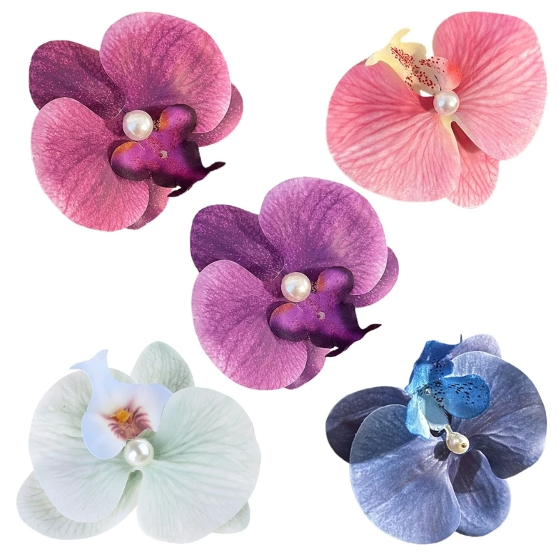 Elegant Flower Hair Clip Handmade Phalaenopsis Flower Hairpin Ornament Stylish Barrette for Daily Wear and Festival