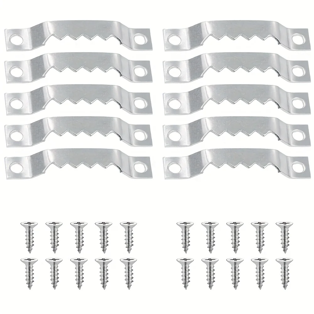 1set Mirror Small Sawtooth Hooks with Screws Single-Sided Small Serrated Hook Wall Picture Hangers Oil Painting Home Accessories