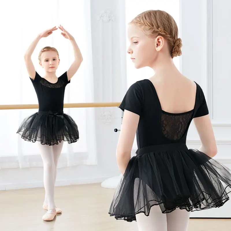 Girls Ballet Leotards Lace Splice Dance Leotard Kids Short/Long Sleeve Gymnastic Leotards Child Ballet Bodysuit Dance Costumes