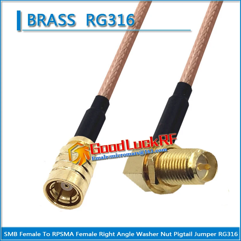 

1X SMB Female to RPSMA RP-SMA RP SMA Female 90 Degree Right Angle Washer O-ring Bulkhead Panel Nut Pigtail Jumper RG316 Cable