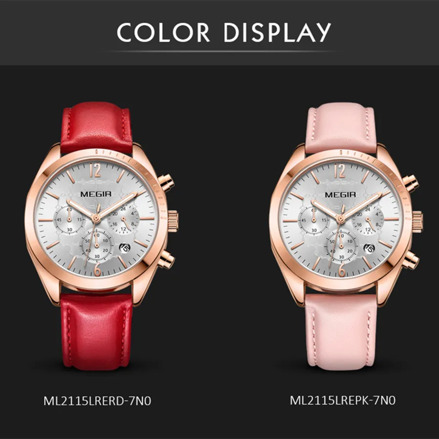 MEGIR Reloj Mujer Fashion Women Watches Luxury Leather Ladies Quartz Wrist Watch Woman Casual Business Watch Female Dress Clock