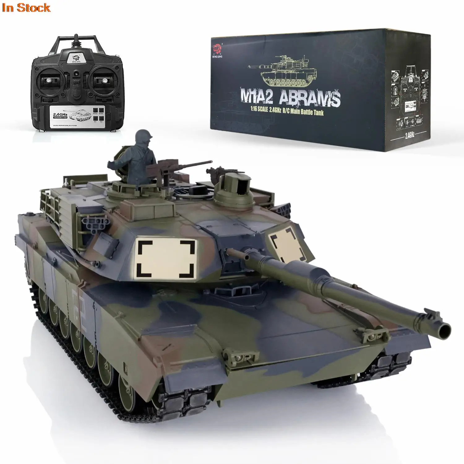 

Heng Long 1/16 Scale 7.0 Plastic M1A2 Abrams Barrel Recoil 3918 RC Tank W/ Battery Radio Charger BB Shoot Army Toys Boy TH17807