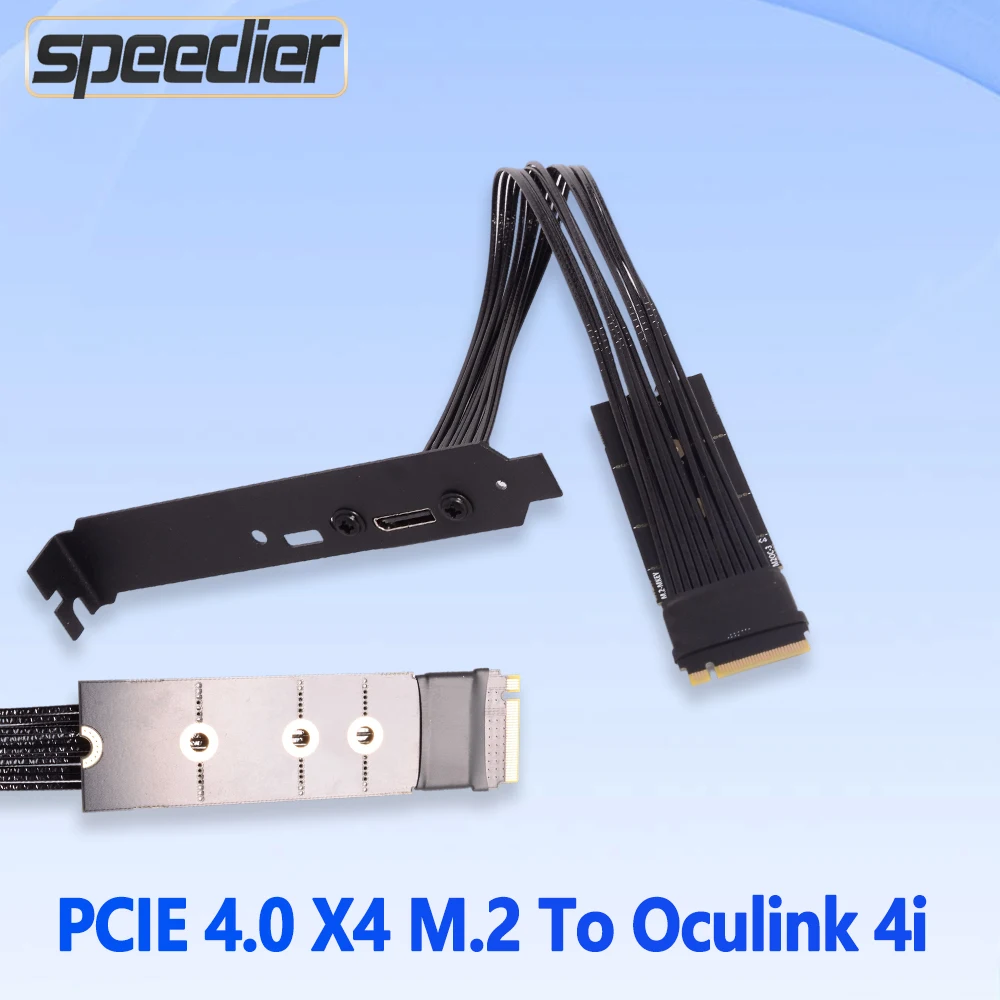 

64Gbps PCIe 4.0 X4 M.2 to Oculink 4i Extension Cable for PC Desktop for M2 M Key NVME to SFF8612 Adapter Gen4 Silver-Plated Wire