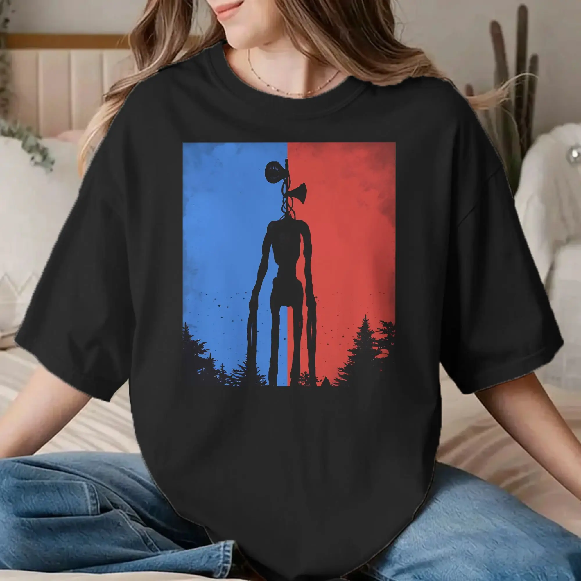 Men Women's T-Shirts  Red Blue Siren Head Casual Pure Cotton Tees Short Sleeve  T Shirts O Neck Clothing Gift Idea