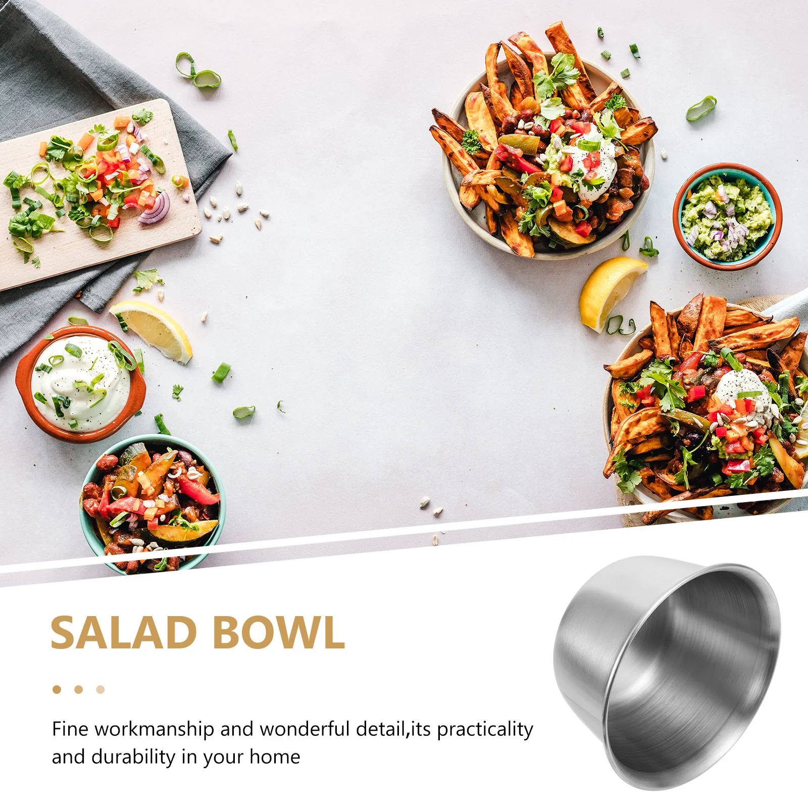 

Stainless Steel Cooking Bowl Salad for Mixing Large Bowls Serving Soup Pot Deep Cereal Vegetable Lunch Household