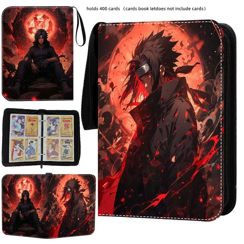 Anime Naruto Uchiha Sasuke Peripheral Card Album Game Card Collection Toys Zipper Holder Binder High-Capacity Storage Bag Gifts