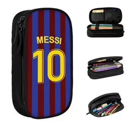 Argentina Number 10 Football Soccer Pencil Case Lovely Messi Pen Bag Student Large Storage Students School Zipper Pencilcases