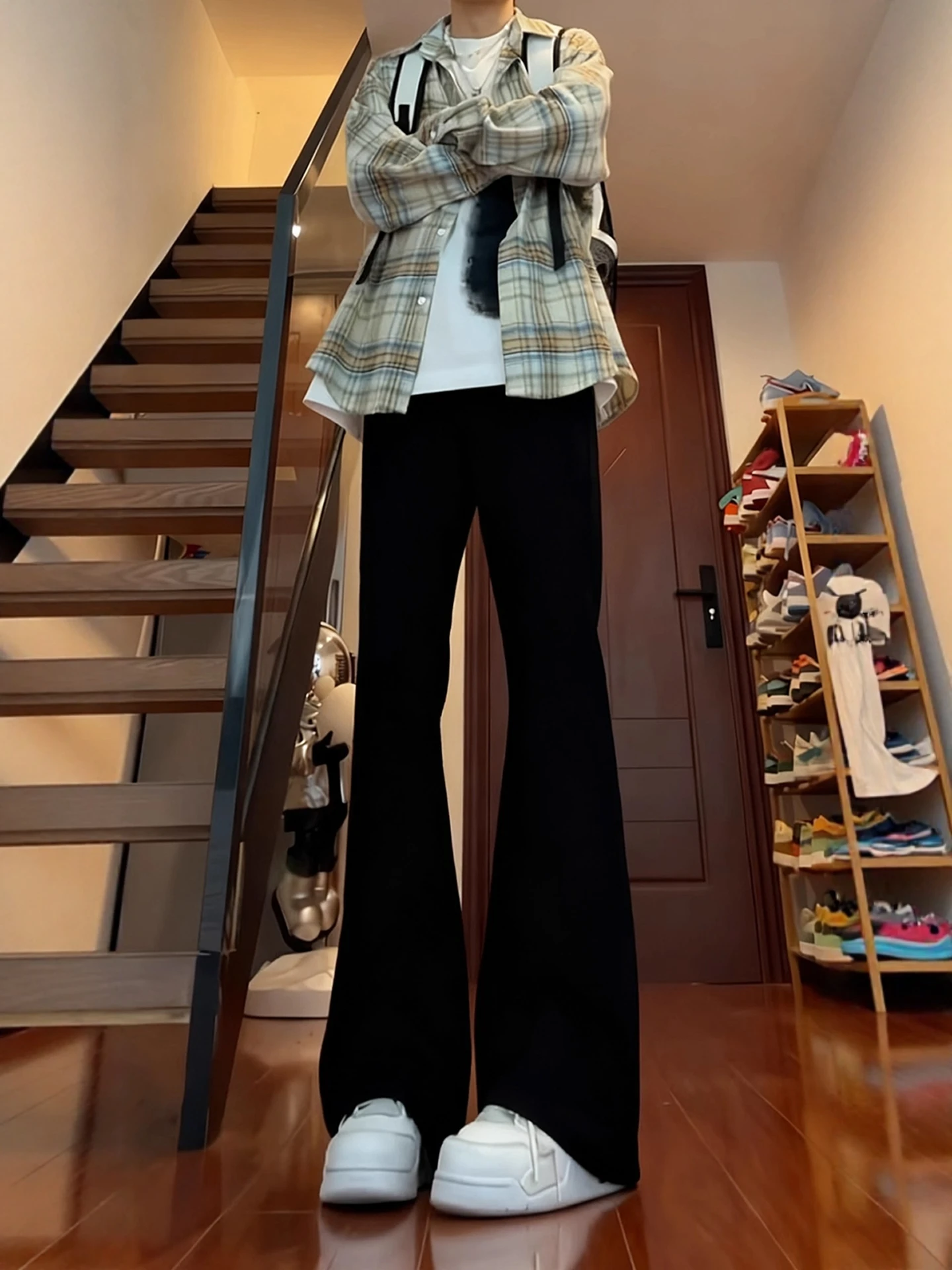 

Cleanfit Men's Bla Bell Bot Jeans Thiened Fce Straight Leg High Waist Autumn Winter Trousers Youth Faion Straight...