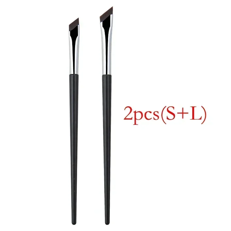 2pcs Angled Blade Eyeliner Brush Ultra Thin Fine Eyebrow Brush Flat Sickle Eyeliner Brushes Precise Makeup Tools