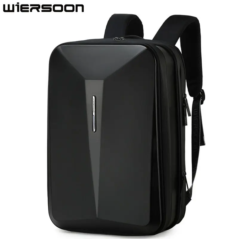 Men's laptop backpack plastic hard case computer bag Men's business waterproof backpack with USB charging port and password lock