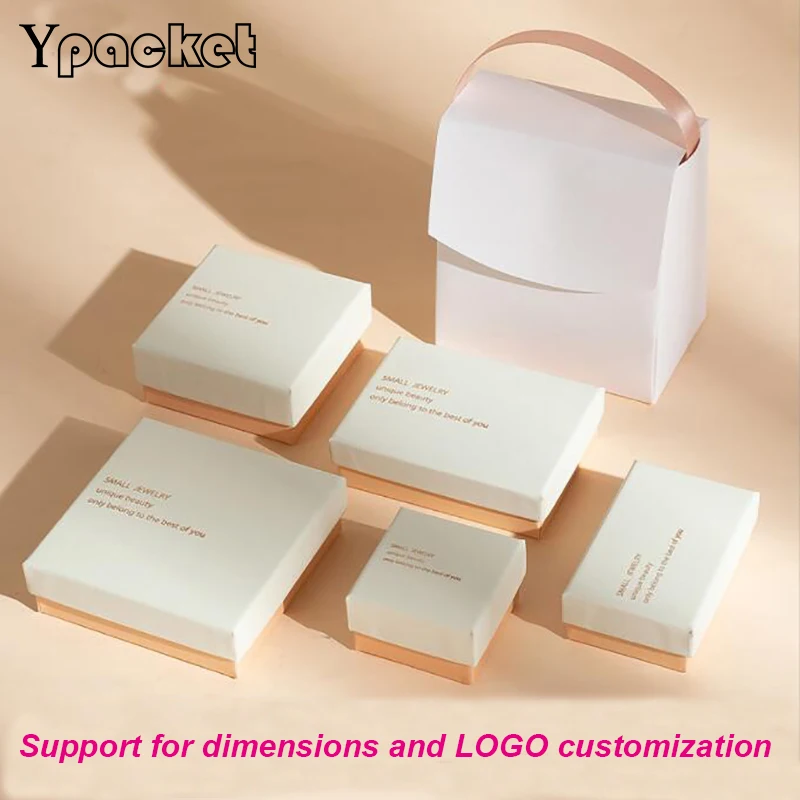 Pink Jewelry OrganizerBox Engagement Rings For Earrings Necklaces Bracelet Handles Paper Gift Bags Box For Jewelry 50pcs/lots