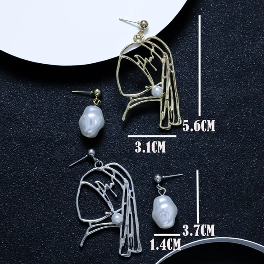 سلسلة الفنان فيرمير فتاة مع اللؤلؤ ، الأقراط المعدنية الخط الأصلي ، Earclips
