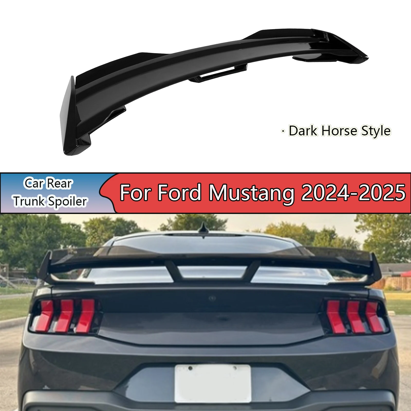 

Набор спойлеров в багажник автомобиля в стиле Dark Horse для Ford Mustang 2024-2025, автомобильные аксессуары, матовый/глянцевый черный/стиль из углеродного волокна