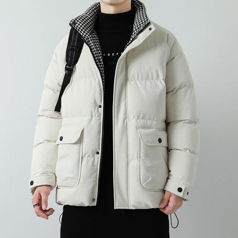 high quality winter jacket and coat for men big size zipper quilted padding new 2023 causal outerwear clothing black white brown