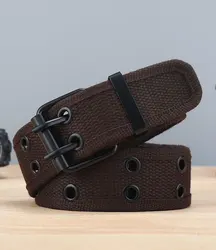Canvas style men's handsome belt, fashionable, casual and versatile, youth trendy men's durable double breasted canvas belt and
