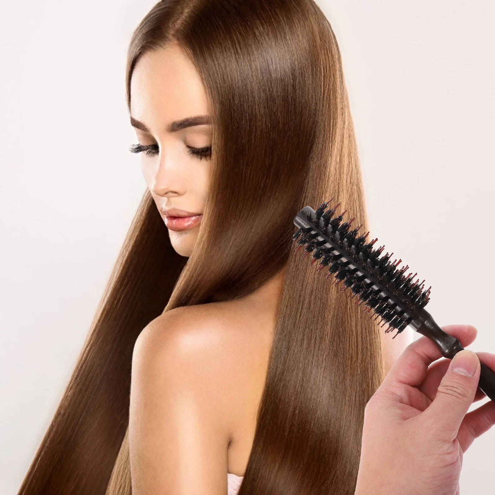 

2Pcs Boar Bristle Hair Brush Wooden Handle Durable Lightweight Curly Hair Styling Comb Detangling Scalp Massage Hairdressing