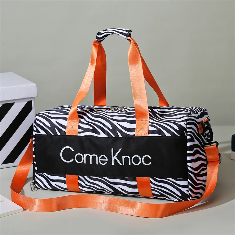 Tiptoegirls Striped Fitness Bag, bolsa de viagem portátil, grande capacidade, bolsa feminina ao ar livre, separação seca e úmida, nova moda