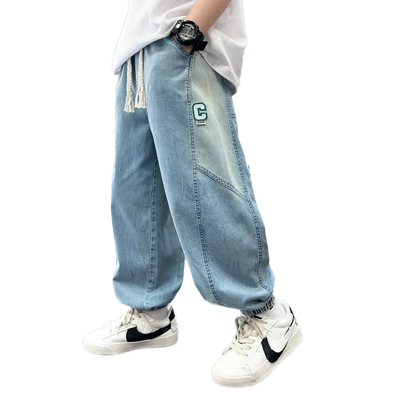 Jungen Jeans hosen lange Hosen Denim 2024 Faden Frühling Herbst Baby Kinder Teenager hochwertige Schulkinder Kleidung