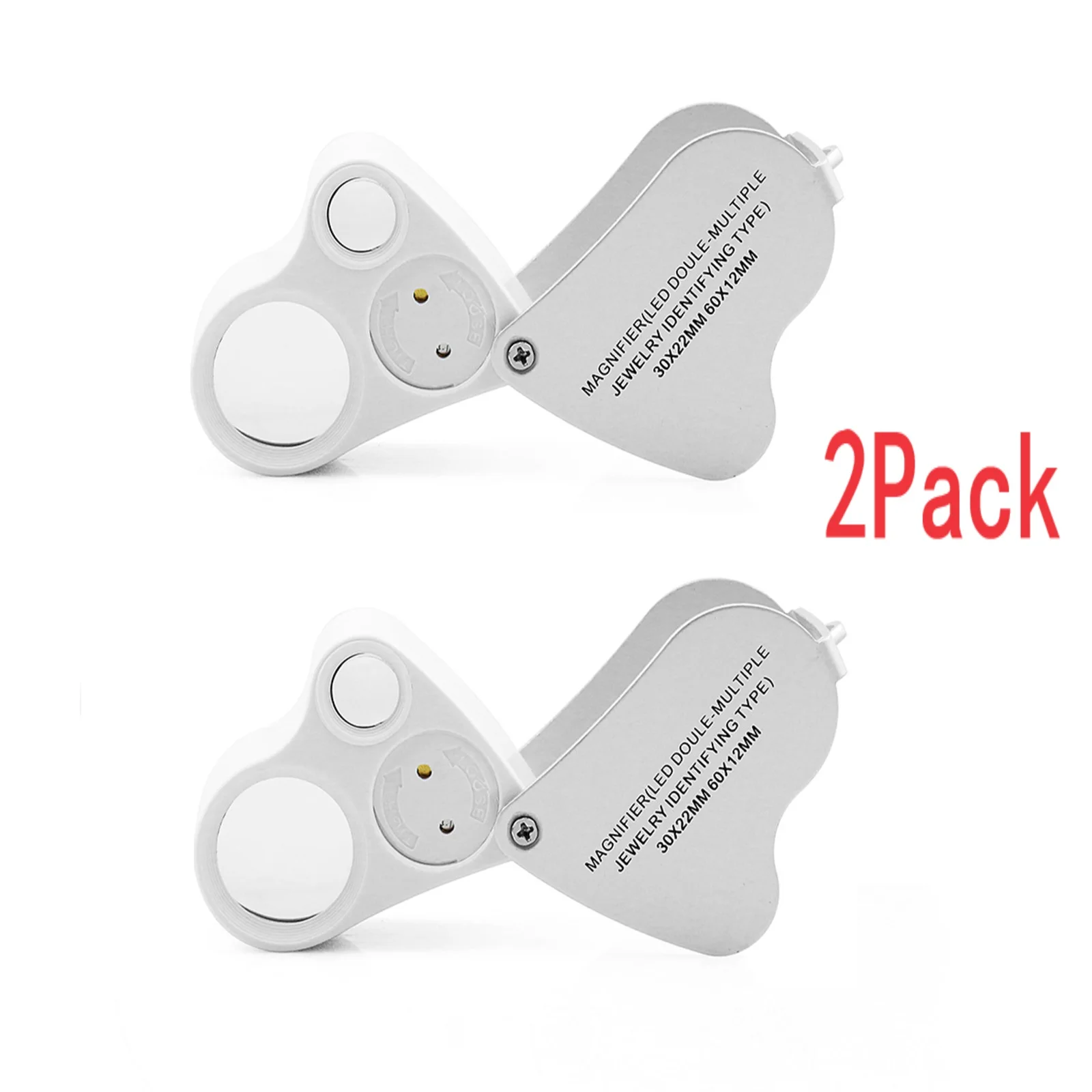 2Pcs Portable 30x 60x Jeweler Loupe Magnifier With Lights Magnification Glass Dual lenses Reading Antique geology Magnifier