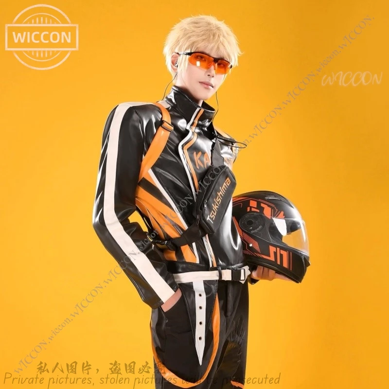 Tsukishima Kei Motorcycle Suit Racing Suit Cosplay Costume Wig Volleyball Youth Handsome Daily Outfit Cos Halloween Comic-Con