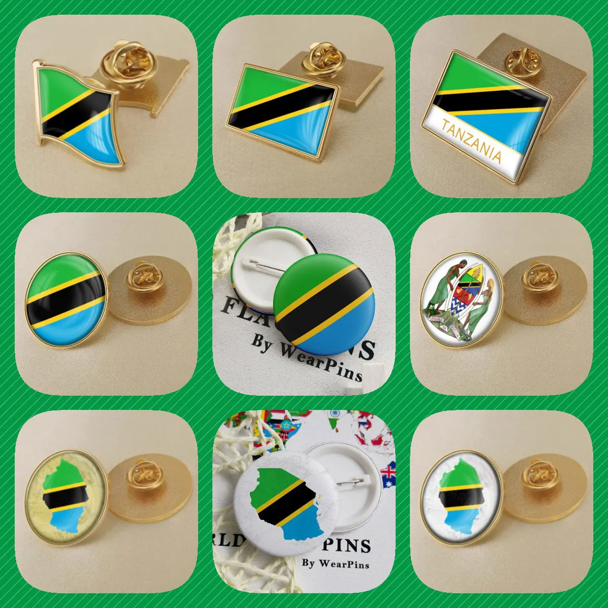 Tanzania Tanzanians Flag National Emblem Brooches Badges Lapel Pins