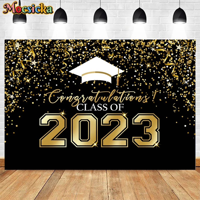 فئة 2023 استوديو الخريج التصوير خلفية راية الألعاب النارية بالون الاحتفال الديكور خلفية الدعائم صورة الكبار