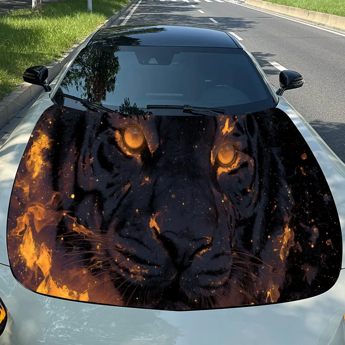 

Dramatic Dark Panther Car Hood Stickers - Self-Adhesive, Waterproof and Durable Vinyl Wrap, Decorate And Protect Your Car, Fit