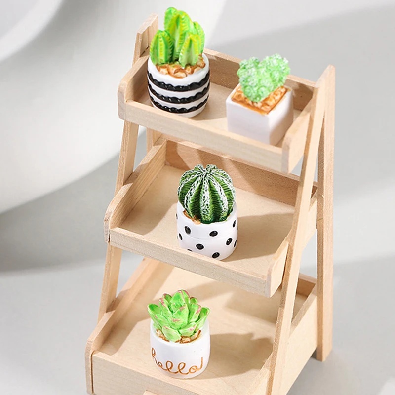 1Set 1:12 Dollhouse Miniature Succulent Plant Potted Cactu Model For Doll House Home Decor Kids Pretend Play Toys