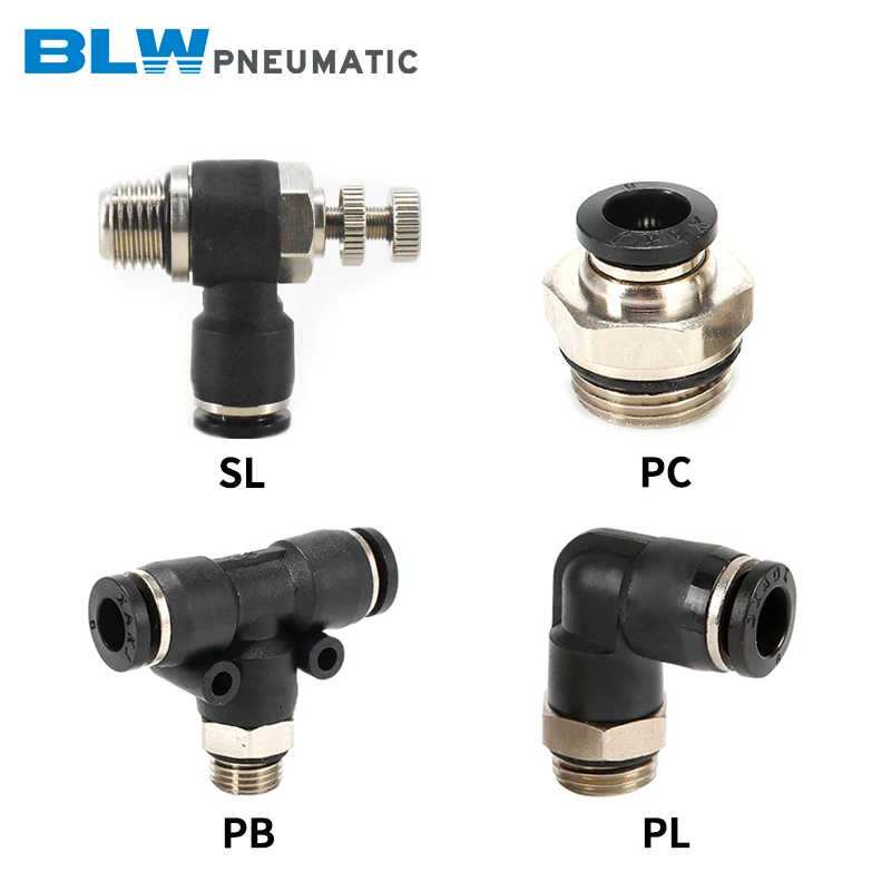 PC PL PB SL Pneumatic Quick Connector Black Cop G Thread 1/8