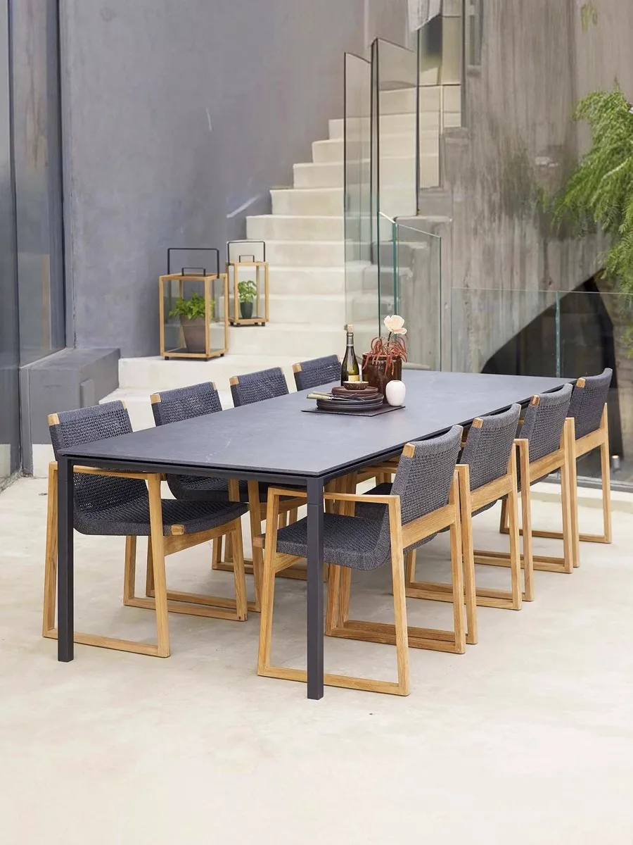

Outdoor leisure tables and chairs courtyard garden villa open-air rattan solid wood hotel balcony coffee table